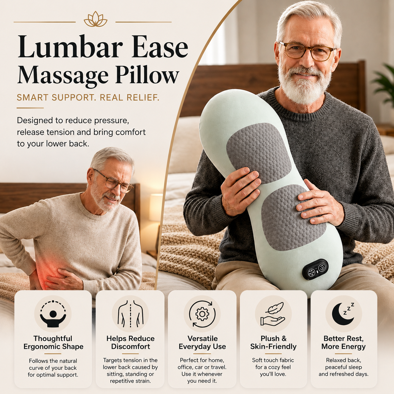 Restora 3-in-1 Electric Lumbar Pillow™ with Heat Therapy