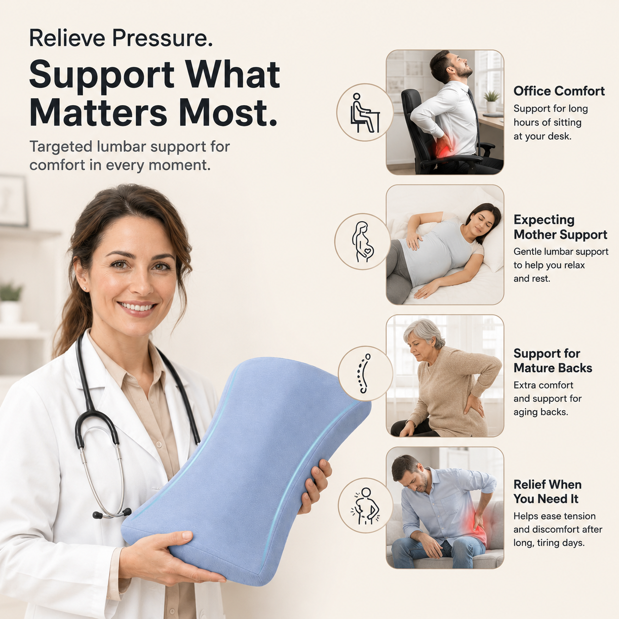 Restora Ergonomic Lumbar Pillow