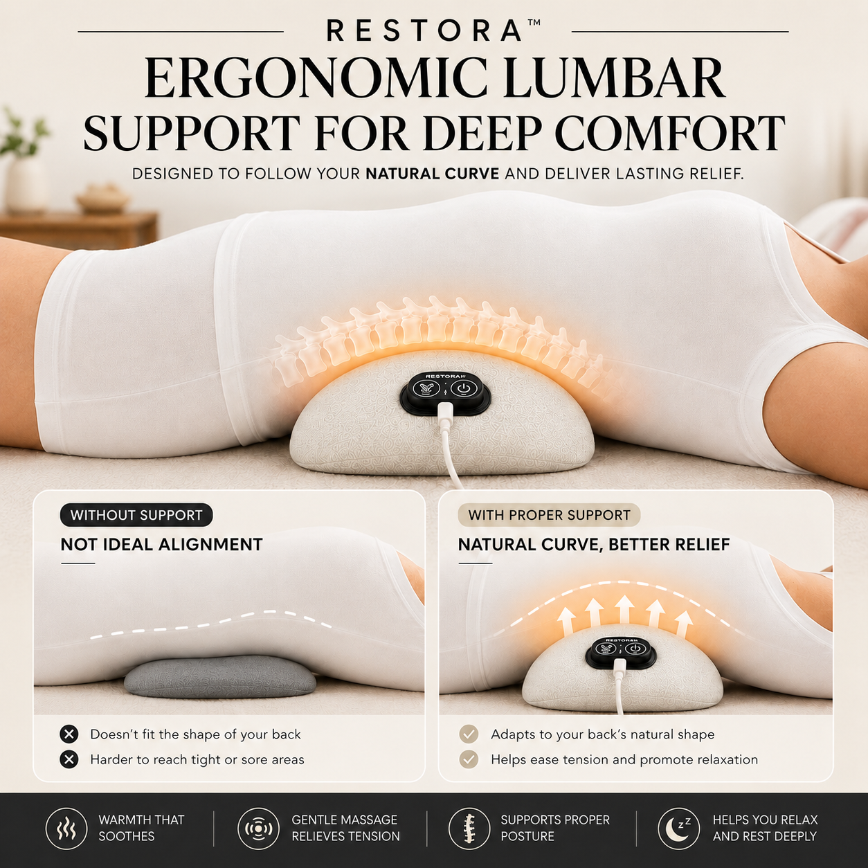 Restora 3-in-1 Electric Lumbar Pillow™ with Heat Therapy